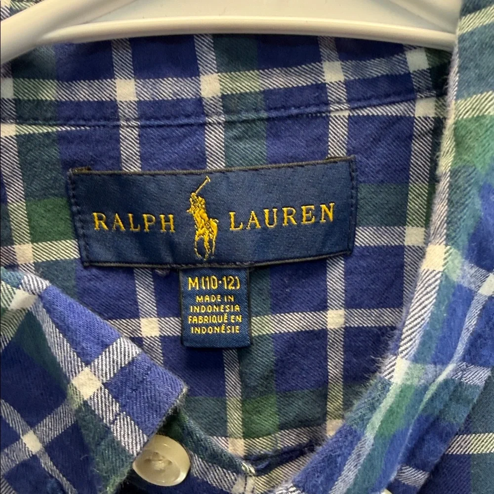 Boy's Ralph Lauren Green and Blue Checkered‎ Shirt